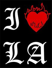 Black Gothic Text I Burning Heart Love LA Los Angeles Fires T-shirt Supporting Clean-up Recovery